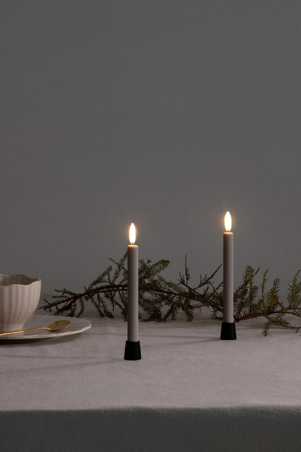 LED mini kronelys, Sandstone - 2 stk